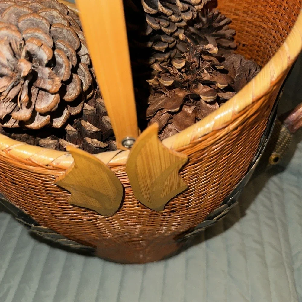 Vintage Wicker Basket with Handle DUCKS‎ 9